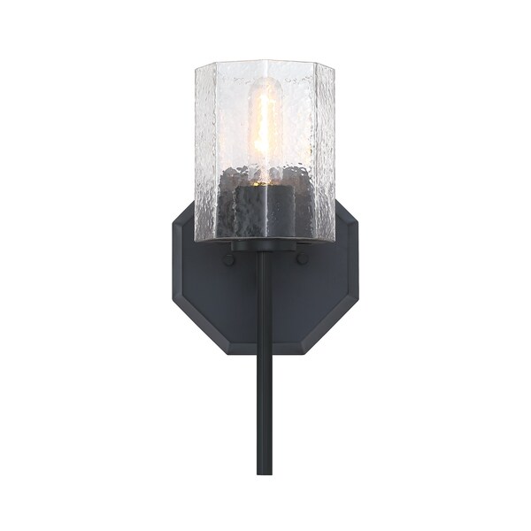 Designers Fountain Haven 7 in. 1-Light Matte Black Wall Sconce Light with Clear Rippled Glass Shade for Bathrooms D309M-WS-MB - main